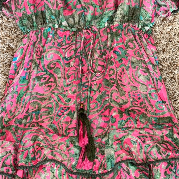 Strapless Pink and Green Dress - Picture 3 of 7